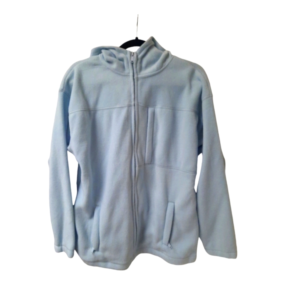 New Jacket Full Zip Long Sleeve Hooded Blue 3 Pockets Zip Closures Size Large